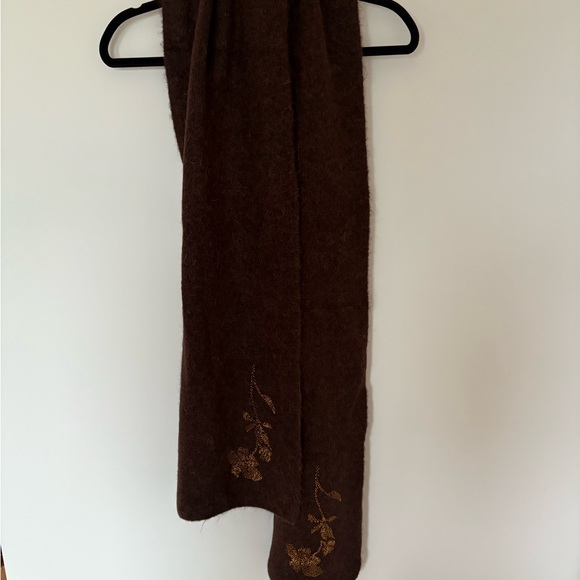 Zara Dark Brown Wool-Blend Scarf - Picture 4 of 6
